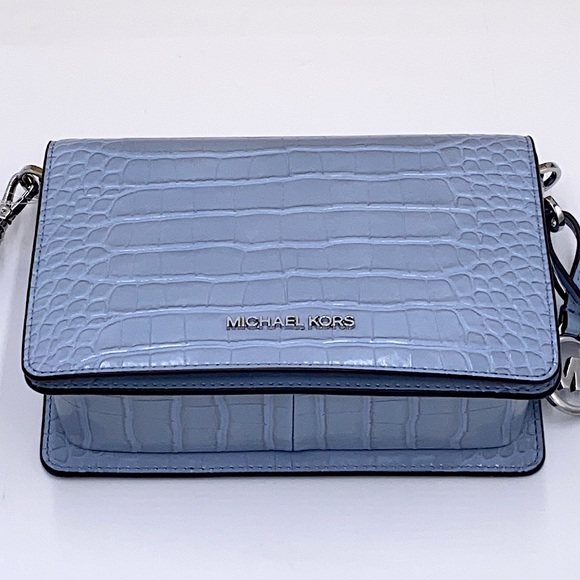 MICHAEL KORS MERCER SMALL CLUTCH XBODY PALE BLUE - Picture 12 of 16